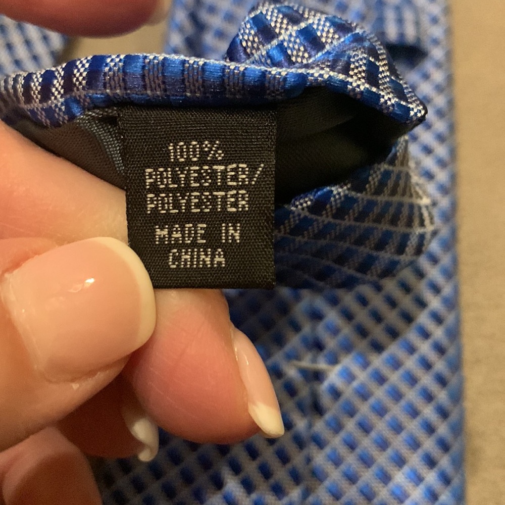 Checked Patterned Tie (Blue) - Picture 6 of 9